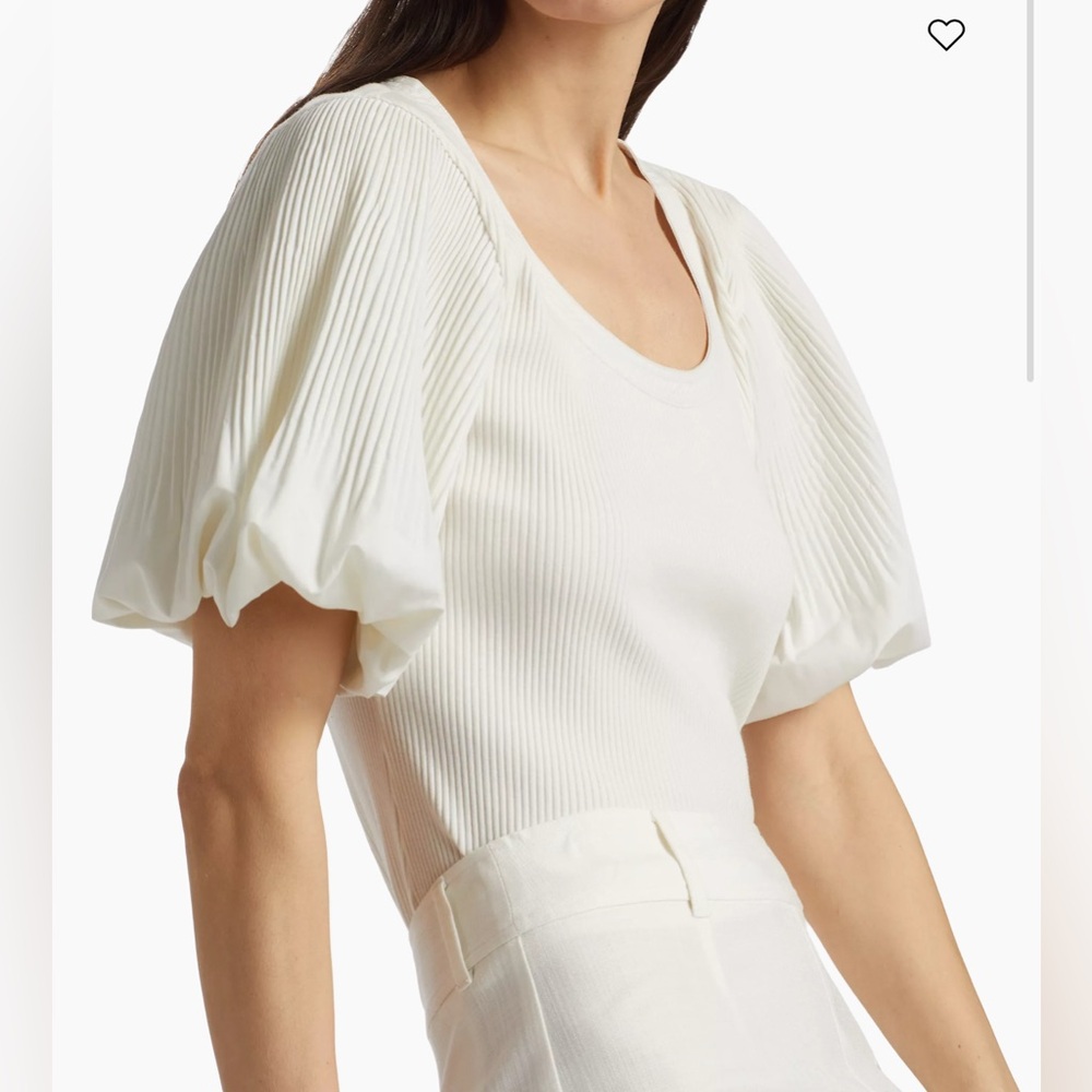 Derek Lam 10 Crosby****Ribbed White Top w/Ballon Sleeves***XS***$225 CURRENT - Picture 4 of 8